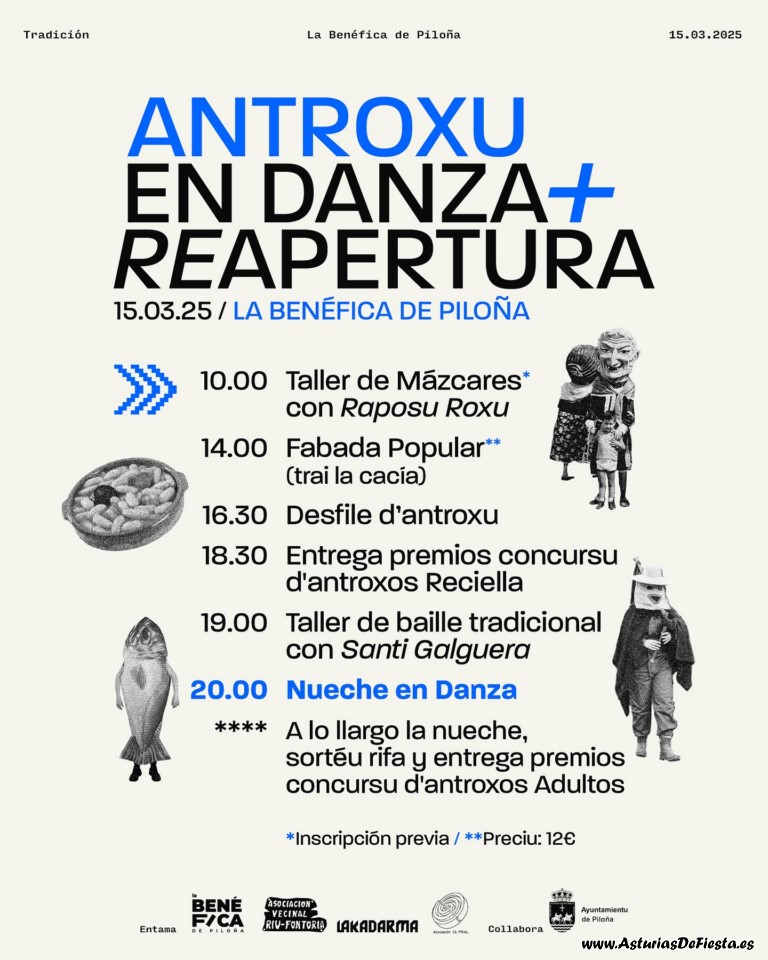 Cartel de fiestas de la Benéfica, Piloña, por la Nueche en Danza